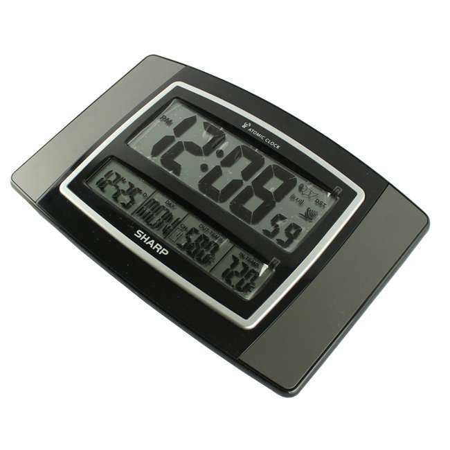 SHARP Atomic Wall Clock w/ Wireless Indoor & Outdoor Temperature Sensor