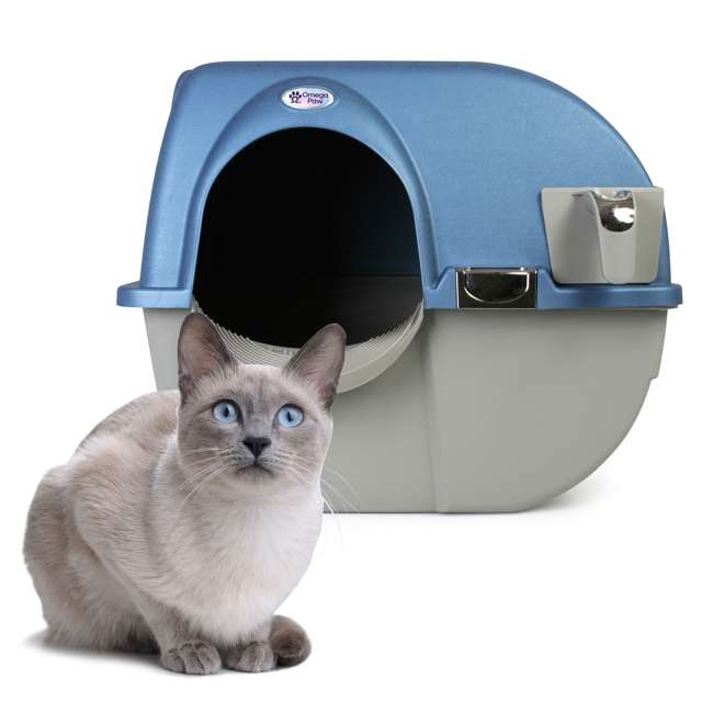 Omega Paw Roll N Clean Premium Cat Litter Box, Blue PRRA151