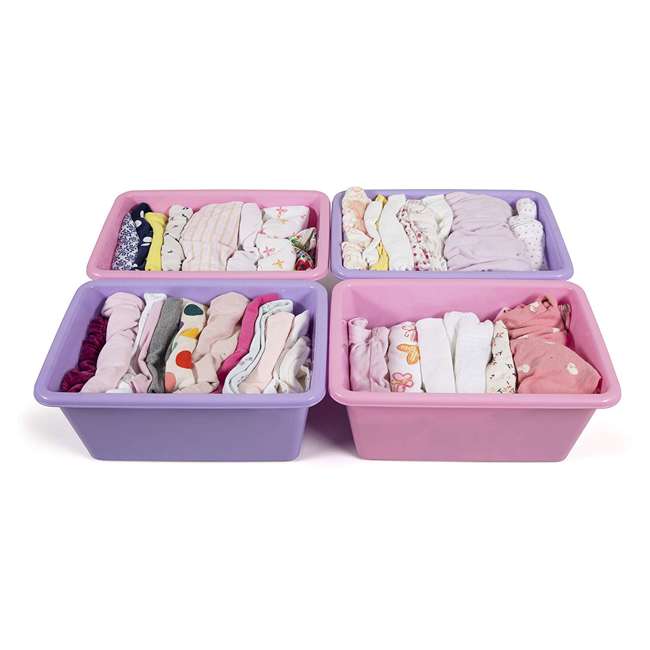 Humble Crew Standard Plastic Storage Container Bins 4 Set Pink And