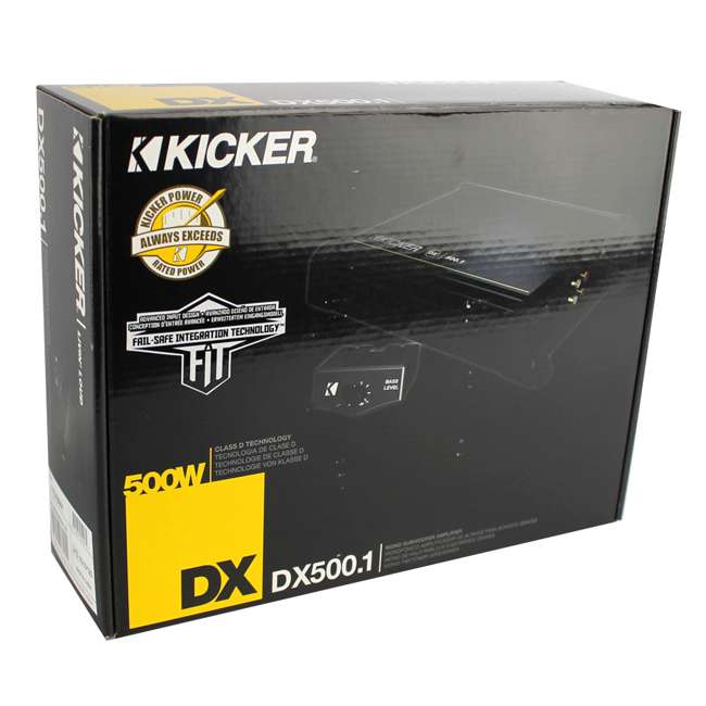 Kicker DX500.1 500W Mono D Power Amplifier + Remote + 4 Gauge Amp Kit