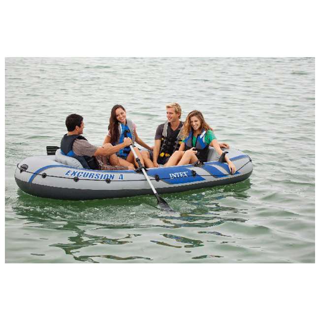 Intex Excursion 4 Inflatable Boat Set & Motor Mount Kit 68324EP + 68624E