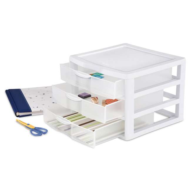 Sterilite 20938003 Wide Portable Countertop 3 Drawer Desktop