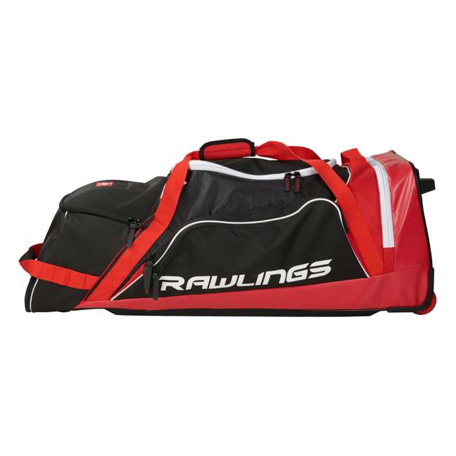 Rawlings Wheeled Baseball Softball Equipment Storage Bag, Scarlet R1502S