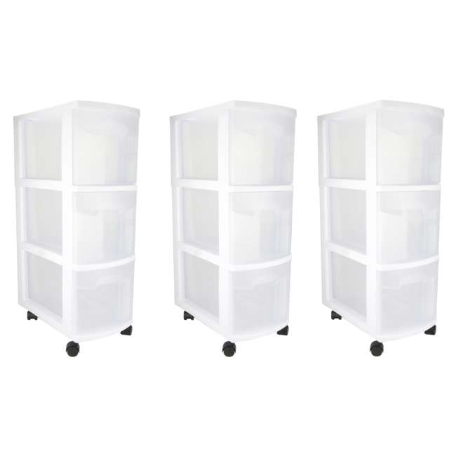 Sterilite 3 Drawer Narrow Storage Cart 3 Pack 27308003 3 X 2730