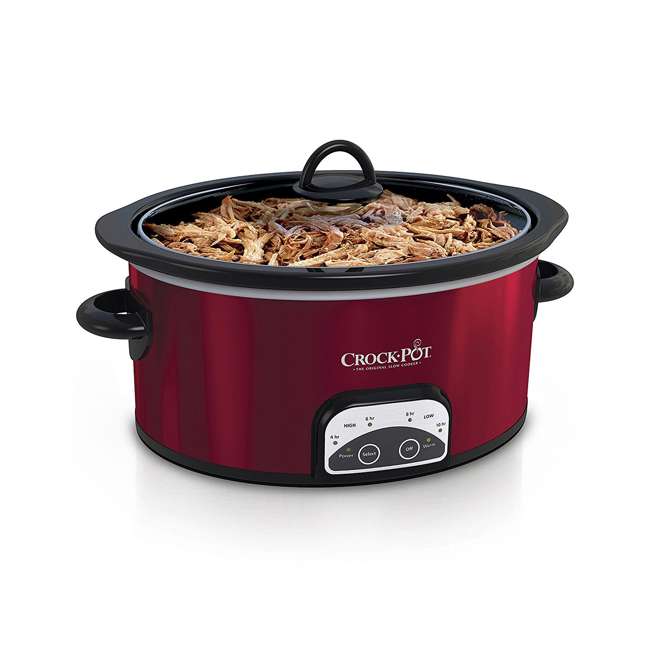 Crock Pot 4 Quart Oval Cook and Carry Slow Cooker Red.