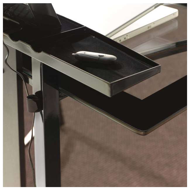 Sauder Mirage Desk with Tempered Glass Top, Black : 411969
