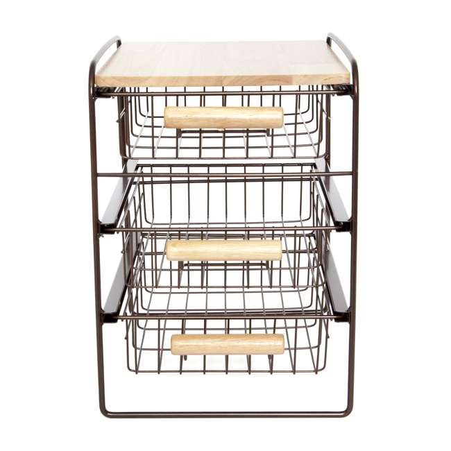 Origami Kitchen Countertop 3 Drawer Wood Top Organizer Brown