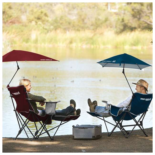 SportBrella Umbrella Recliner Folding Chair, Red BRE0362001