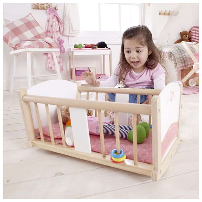 Hape Wooden Baby Doll Highchair + Play Baby Cradle + Diaper Changing