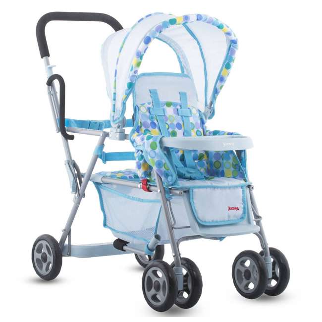 Joovy Toy Doll Caboose Pretend Play Stroller & Car Seat, Blue Dot JVY043 + JVY003
