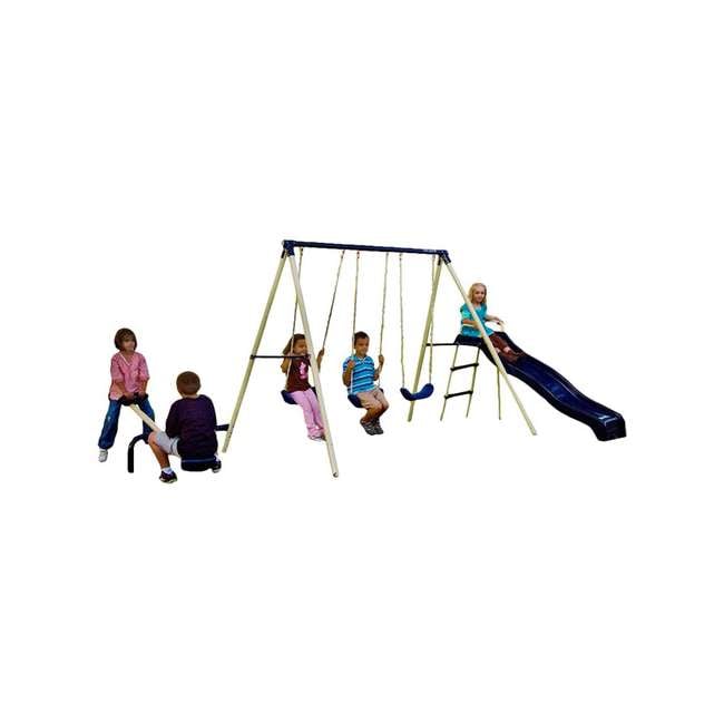 Flexible Flyer Triple Fun Swing Set with Slide, 3 Swings, & Teeter