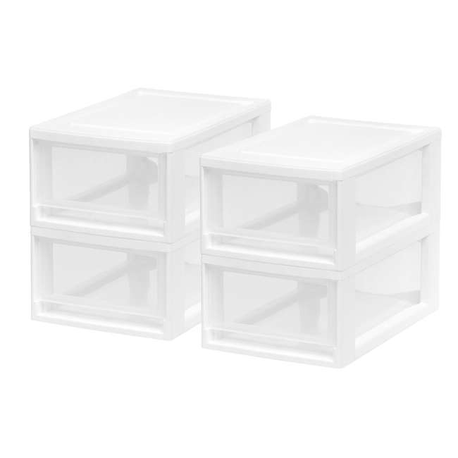 Iris Usa 6 Quart Small Plastic Stacking Storage Bin Drawer 4 Pack