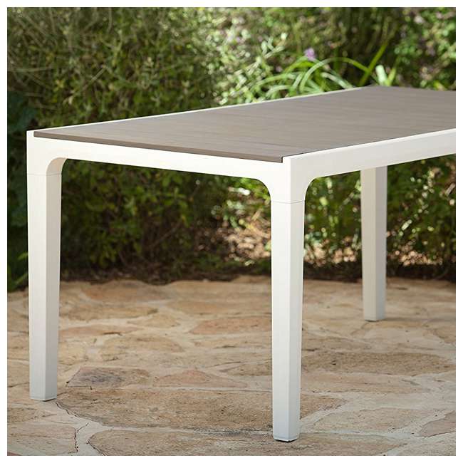 Keter Harmony White Cappuccino Modern Outdoor Patio Dining Table 226342