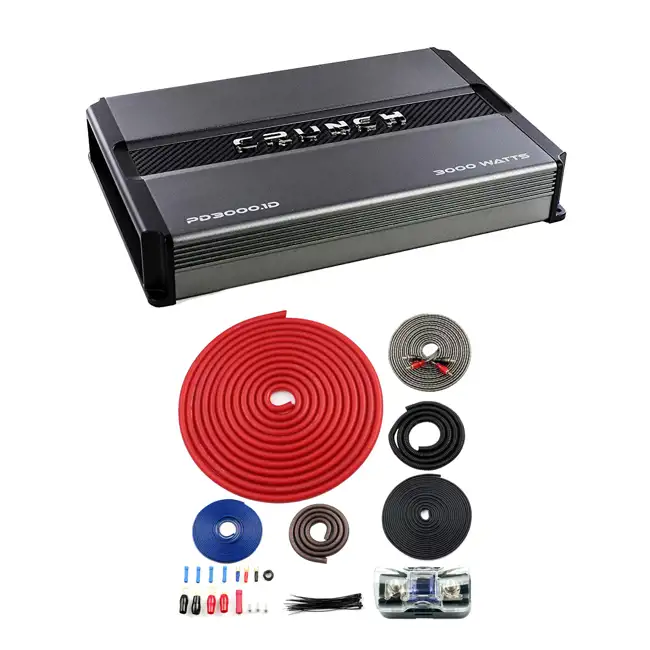 Crunch Power Drive 3000Watt Mono Amplifier + 4Gauge Wiring Kit