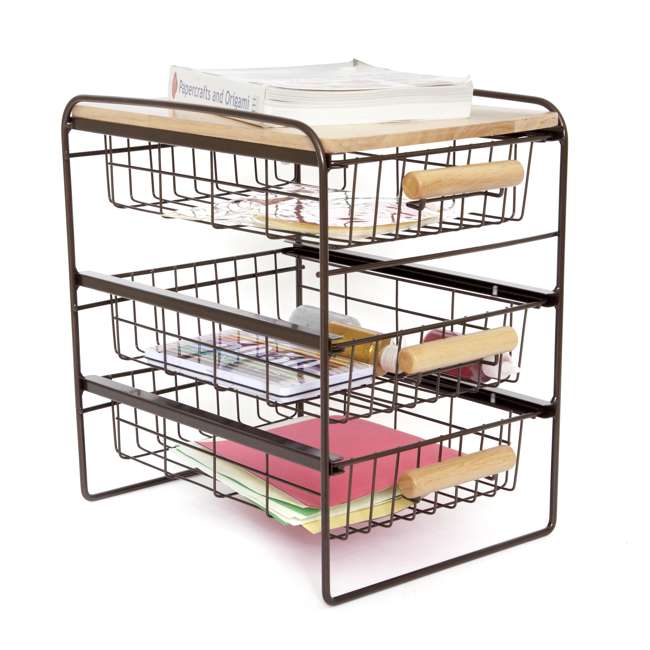 Origami Kitchen Countertop 3 Drawer Wood Top Organizer Brown