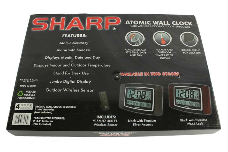 SHARP SPC900WG Digital Atomic Wall Clock w/ Wireless Indoor & Outdoor
