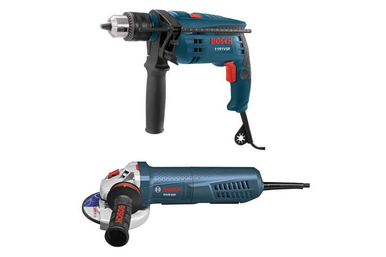 Bosch VSR Hammer Drill + Angle Grinder with Paddle Switch (Refurbished