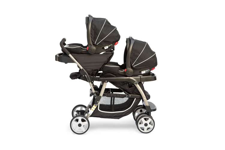 Graco Ready2Grow Click Connect LX Double Baby Stroller + SnugRide Car Seat Travel System, Gotham