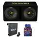 44DCWC122 + R1100M + 4GAMPKIT-SFLEX Kicker 44DCWC122 12-Inch 1200W Subwoofer Enclosure with Mono Amplifier