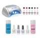 US01379-18GLAMP+1900104-FULLBASIX+1900115-6PACK1 Gelish Harmony Gel Polish LED Lamp & Basix Care Kit & 6 Colors