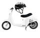 15130608 + 97778 Razor Pocket Mod Miniature Electric Scooter, White + Razor V17 Youth Sport Helmet, Glossy Black