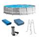 26723EH + 28032E Intex 15 Foot Prism Frame Pool Set with Debris Cover