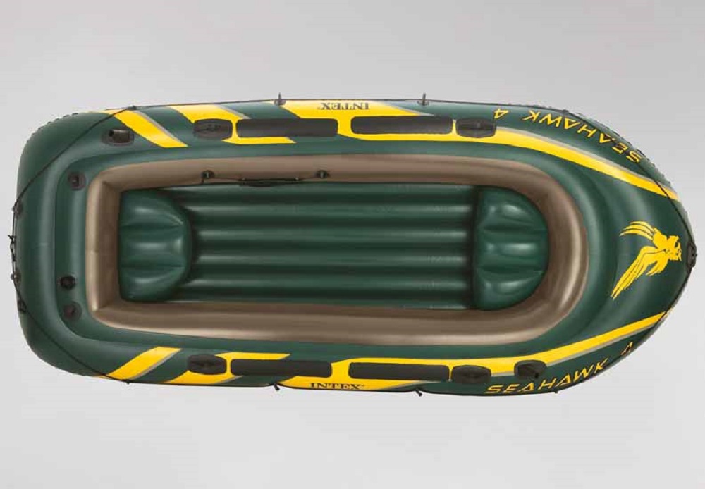 Intex Seahawk 4 Inflatable 4 Person Floating Boat Raft Set With