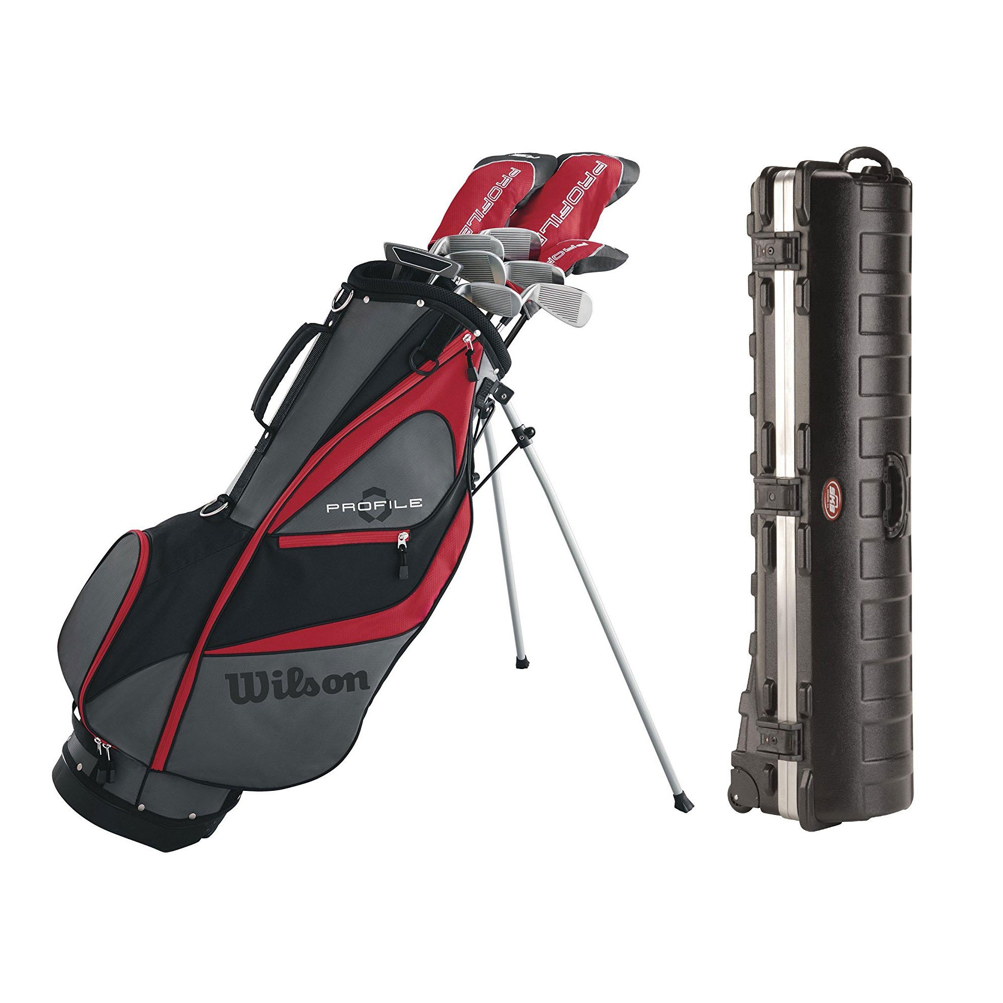 Wilson Men's Left Handed Golf Club Set & Plastic Wheeled Golf Bag