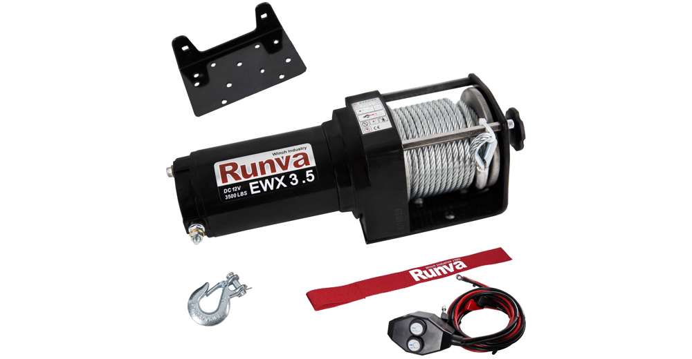 Runva 3500 Lbs Electric 12V ATV UTV Power Tow Winch with Remote Control
