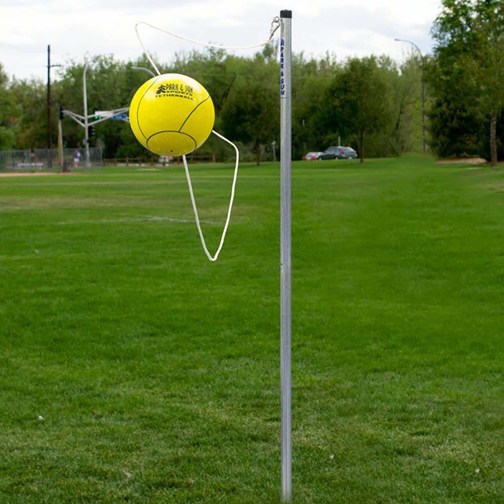 Park & Sun Sports Outdoor Yellow 3Pole Tetherball Play Set with
