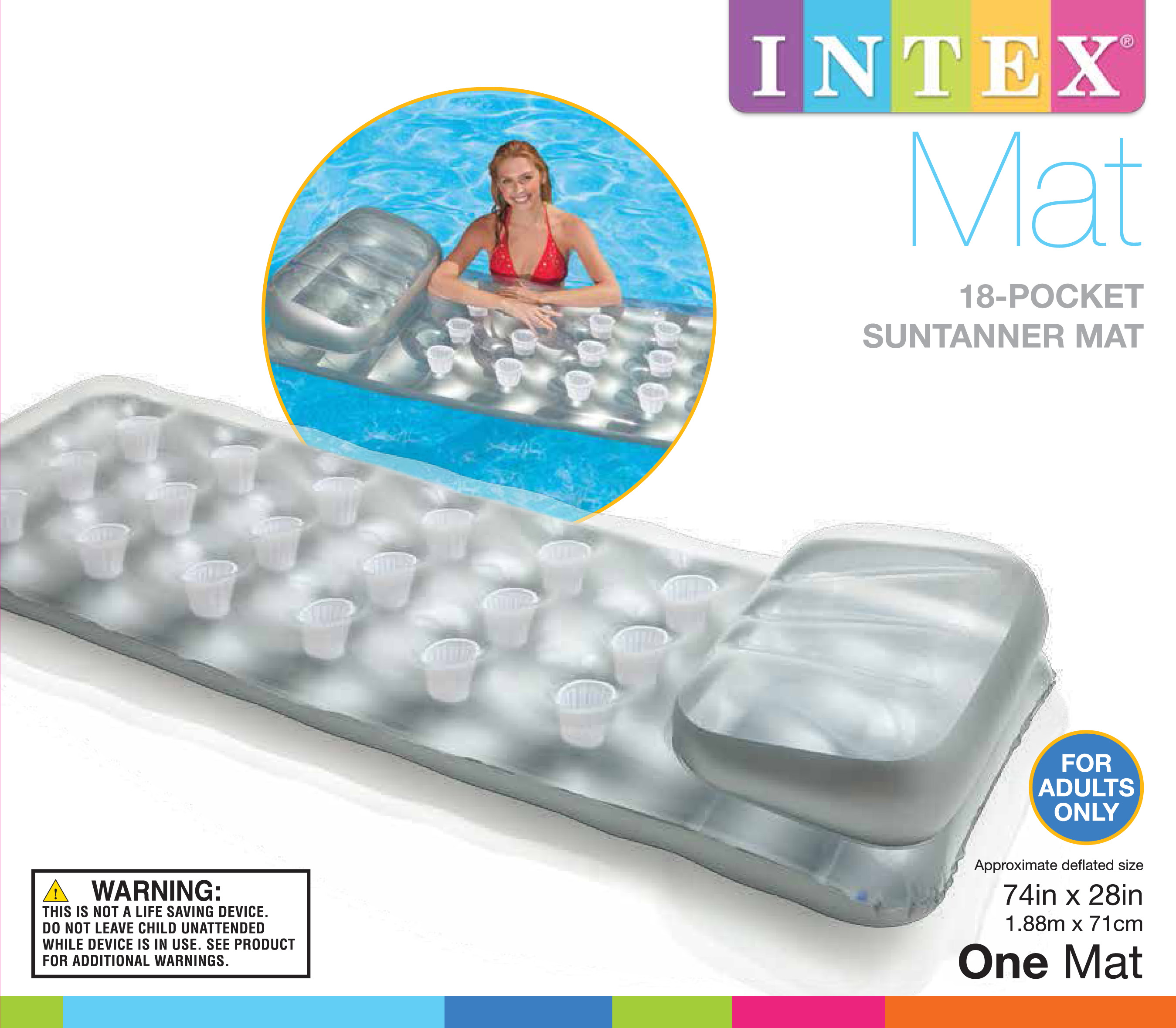 Intex 58894EP 18-Pocket French Mattress Suntanner Pool Lounger Float w/ Headrest 696450197317 | eBay