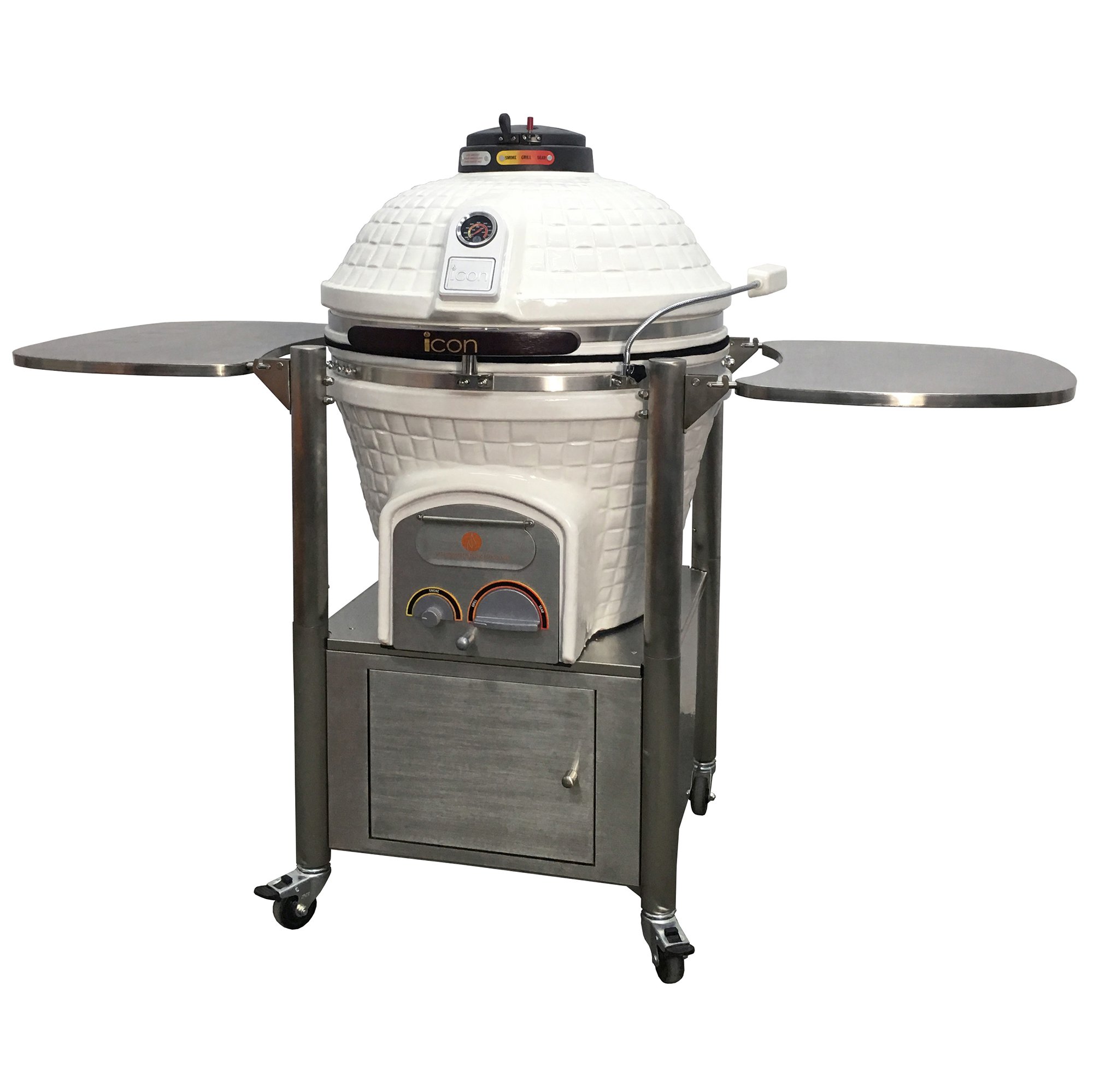 Icon Grills 800 Series 714 Sq In White Kamado Grill with Royal Oak Lump