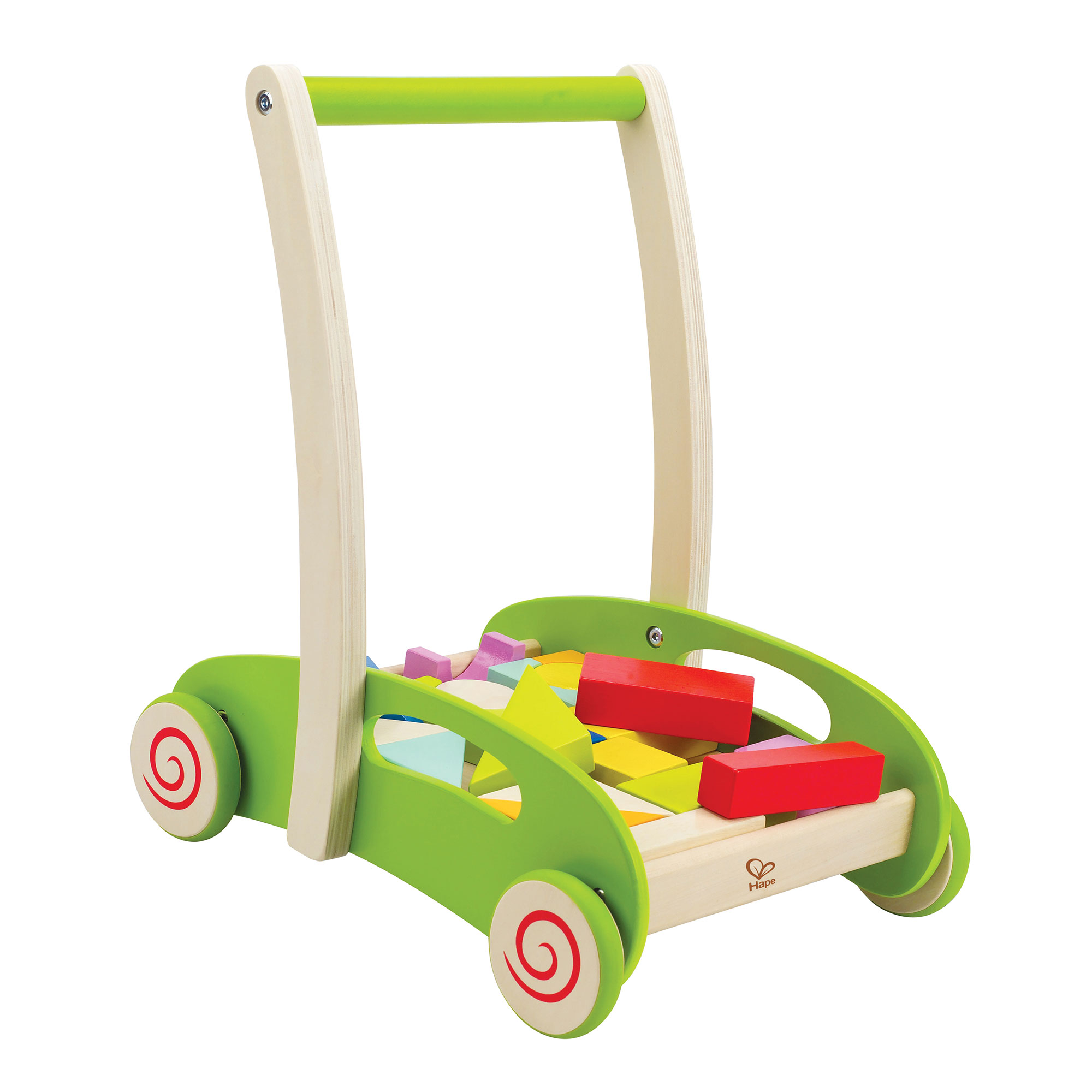 Hape Toys Block and Roll Toddler Push & Pull Toy Walker Cart with