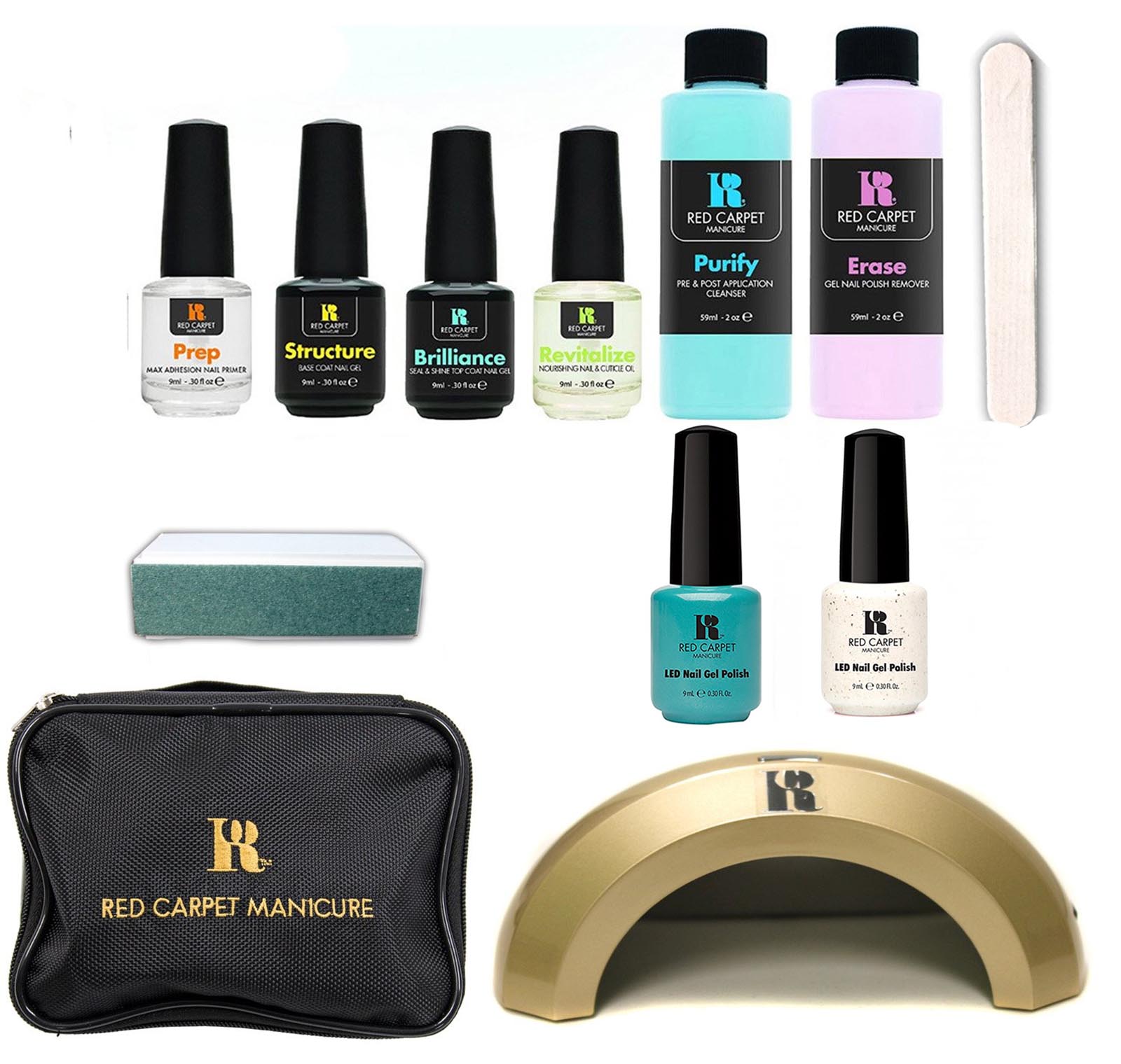 Red Carpet Manicure LED Gel Nail Polish Starter Kit Set w/ 2 Colors & Travel Bag eBay