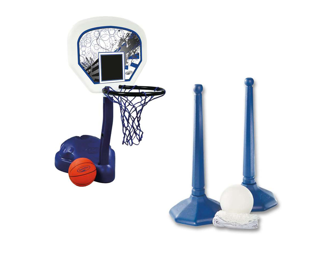 SwimWays Poolside Basketball Hoop with Ball and Volleyball Water Sport Game Set eBay