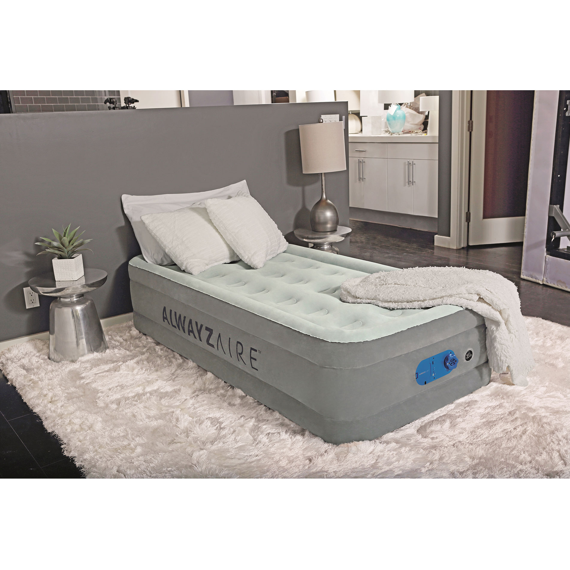 Bestway AlwayzAire Gray 18 Inch Raised Air Mattress Bed with Builtin