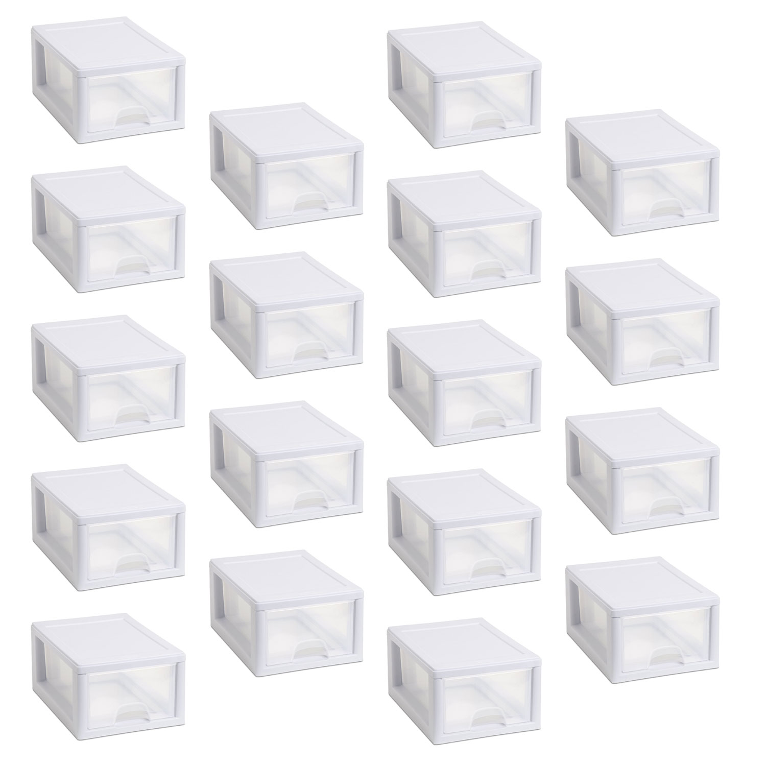 Sterilite 20518006 Stackable Small Drawer White Frame See