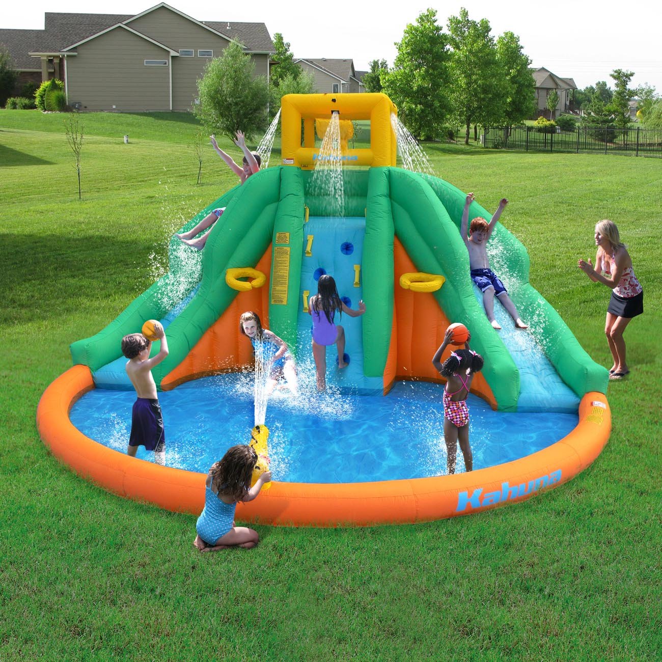 Magic Time Twin Peaks Kids Inflatable Splash Pool Backyard Water Slide Park  eBay