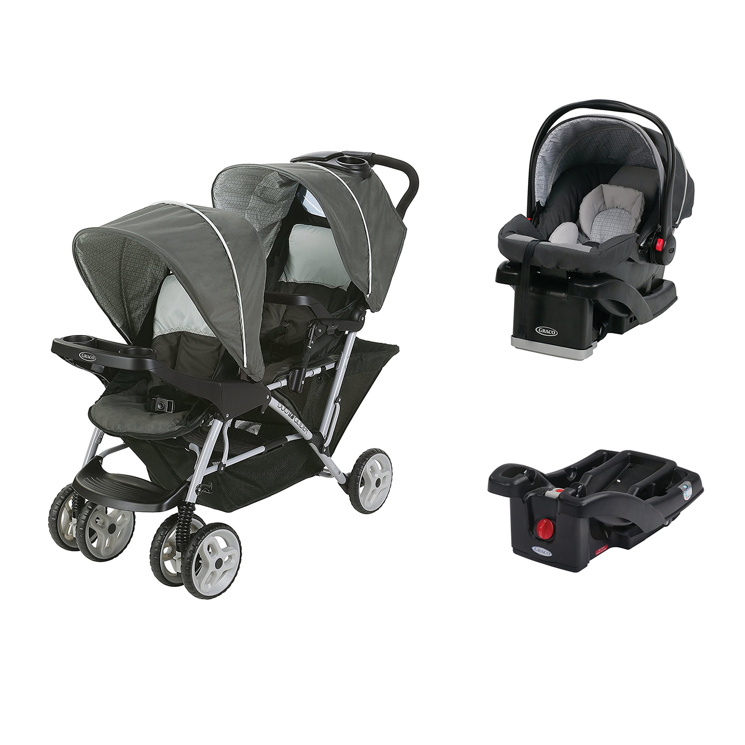 Graco DuoGlider Click Connect Double Stroller + Car Seat  Base Travel System  eBay