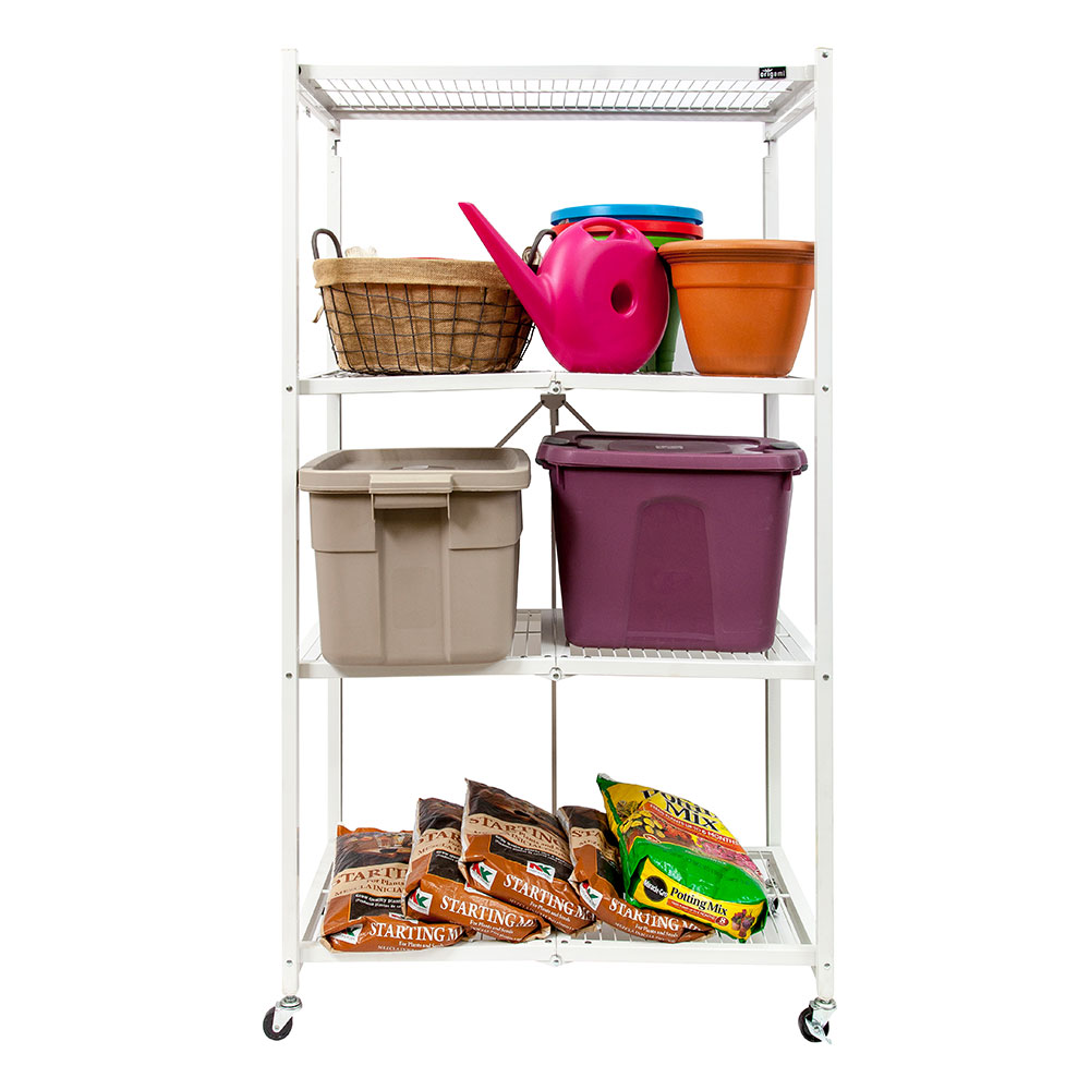 Origami 4 Tier Heavy Duty Multi Purpose Storage Rack w/ Wheels, White (2 Pack) 811589020217 eBay