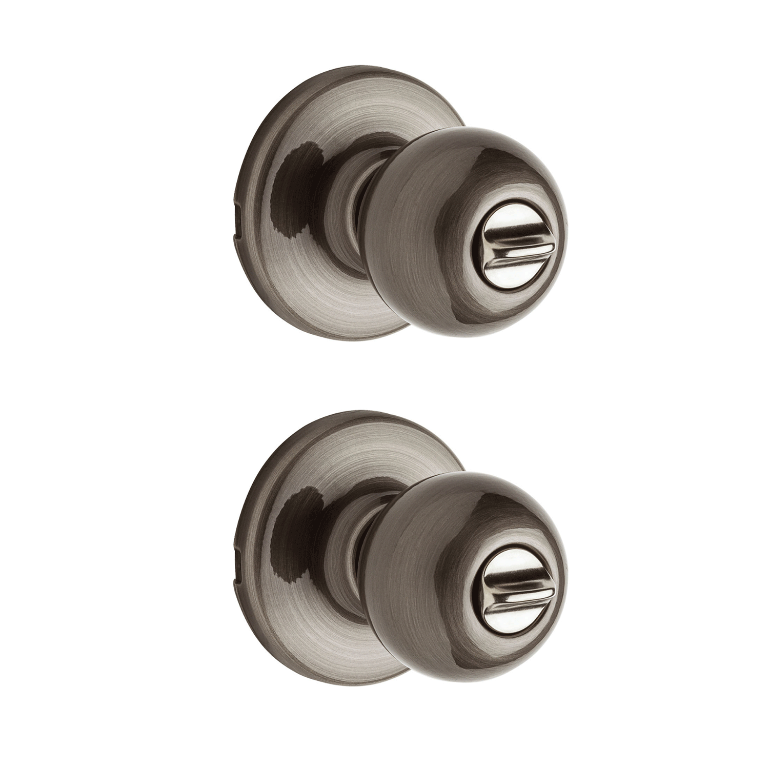 Kwikset Polo Bed Bath Locking Door Knob Antique Nickel 2 Pack