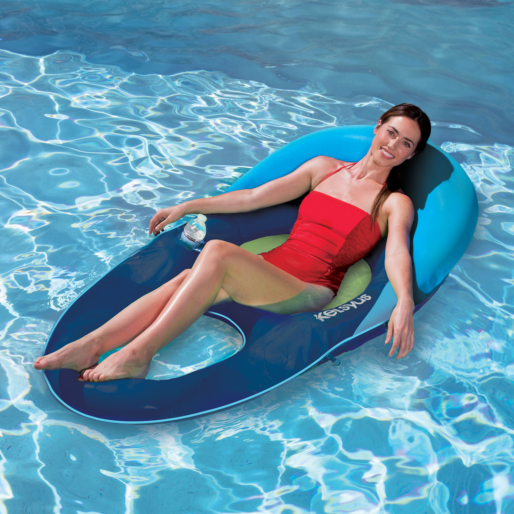 blue inflatable chaise lounge pool float