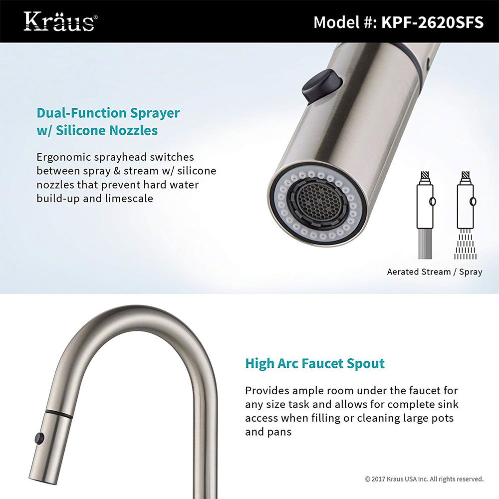 Kraus Oletto Single Handle Pull Down Sprayer Stainless Steel Kitchen