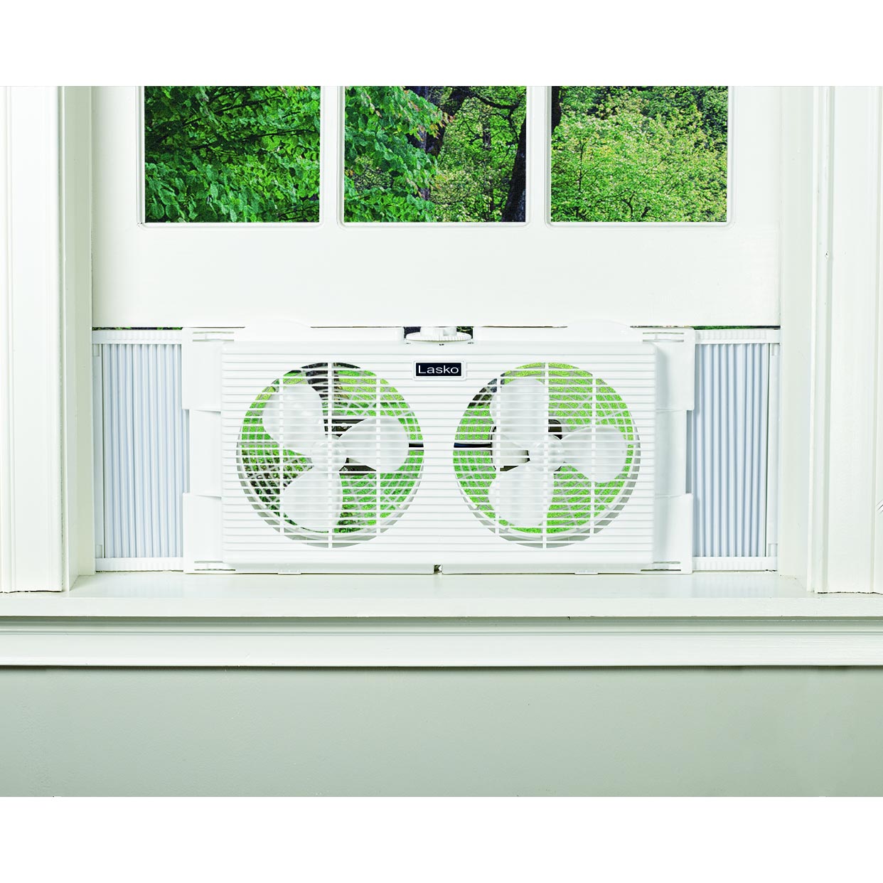 Lasko Slim Profile 2 Speed 22 to 34 Inch Wide Dual Twin Window Fan