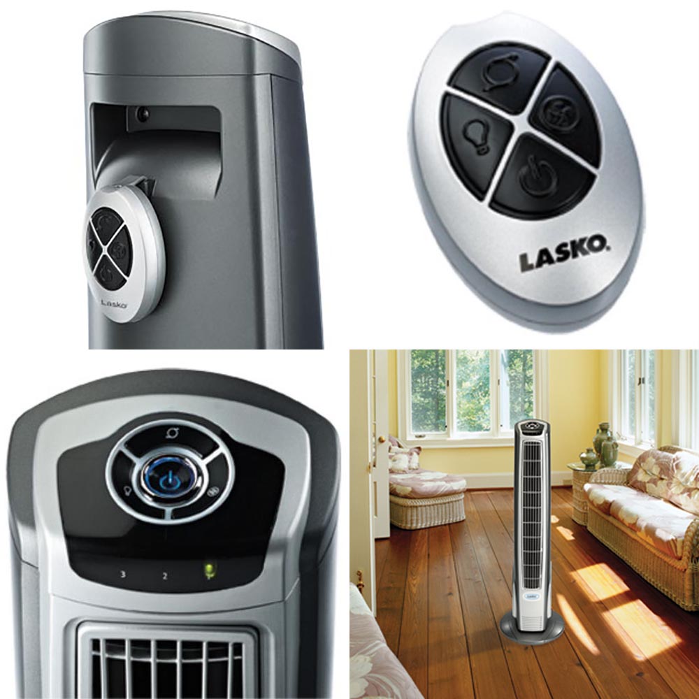 Lasko 40 Inch Widespread Oscillation Hybrid Tower Fan with Remote