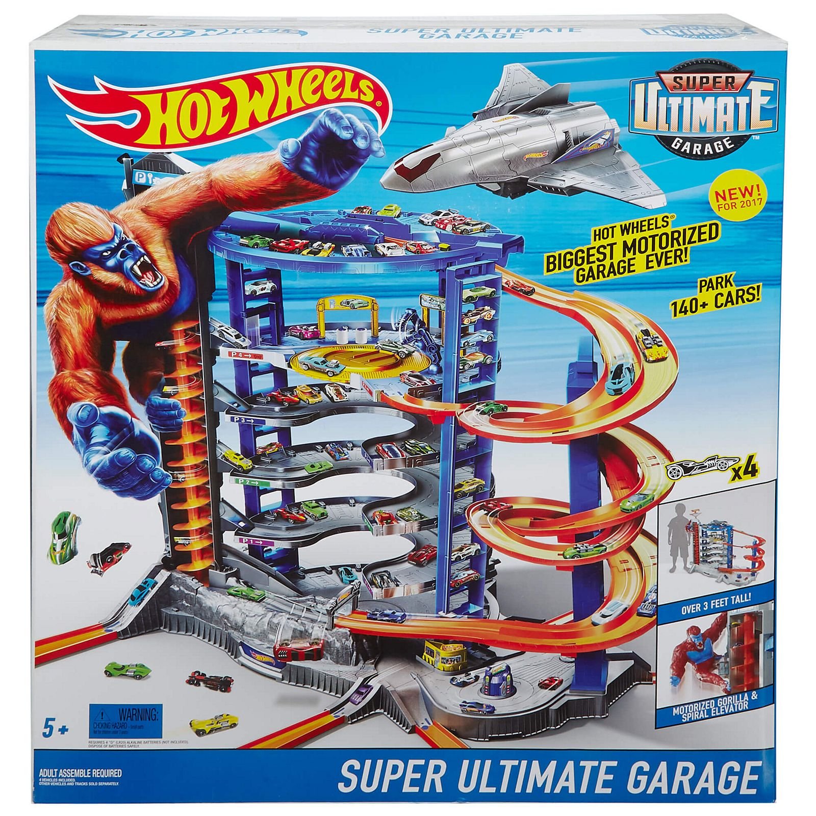 Mattel Hot Wheels Super Ultimate Garage Toy Playset with 4 Cars, Jet
