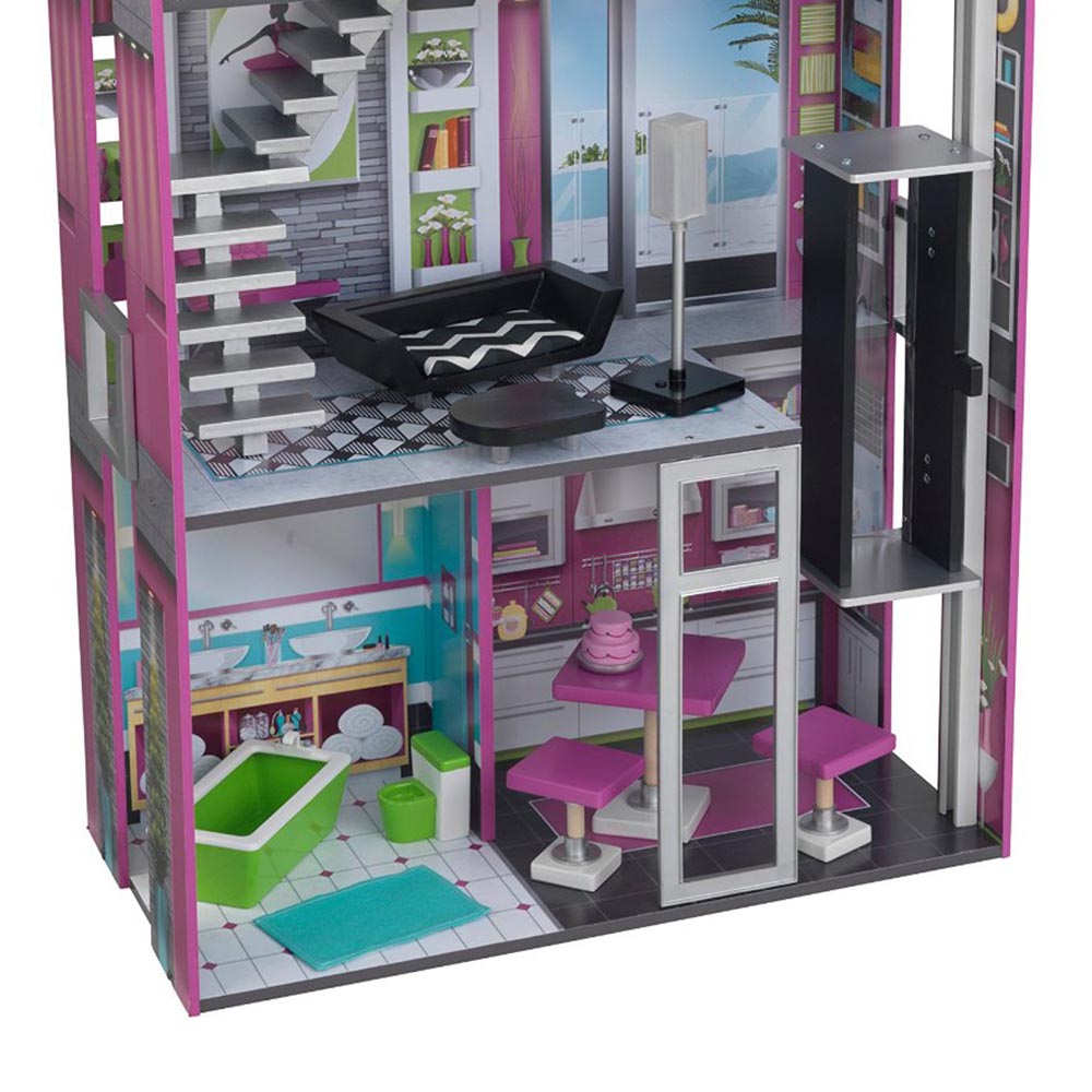 KidKraft Glamorous Stylish and Modern Wooden Dollhouse with Furniture