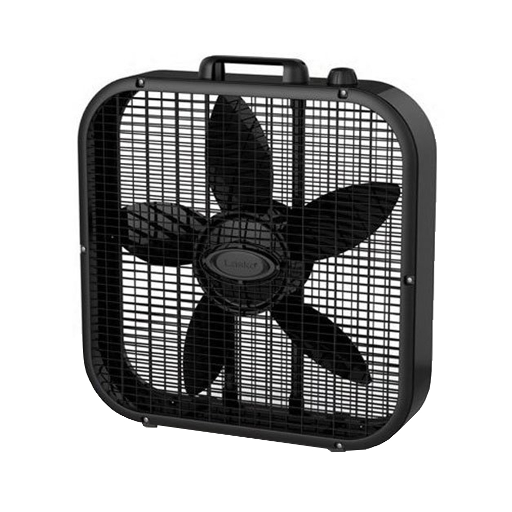 Lasko 3 Speed Save Smart 20 Inch Box Fan with Easy Carry Handle, Black