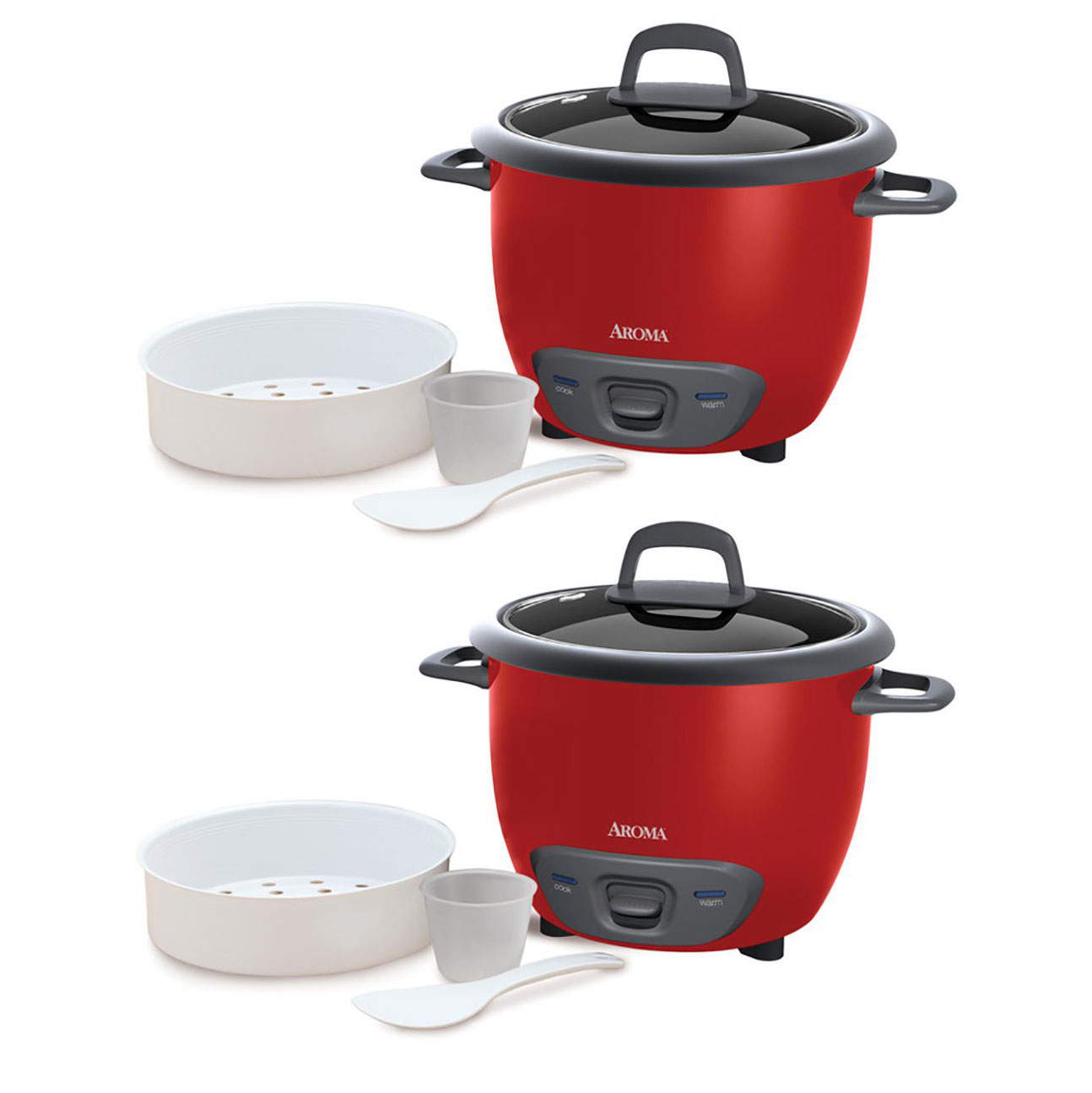 Aroma 14 Cup Easy to Clean Nonstick Rice Cooker and Food Steamer, Red