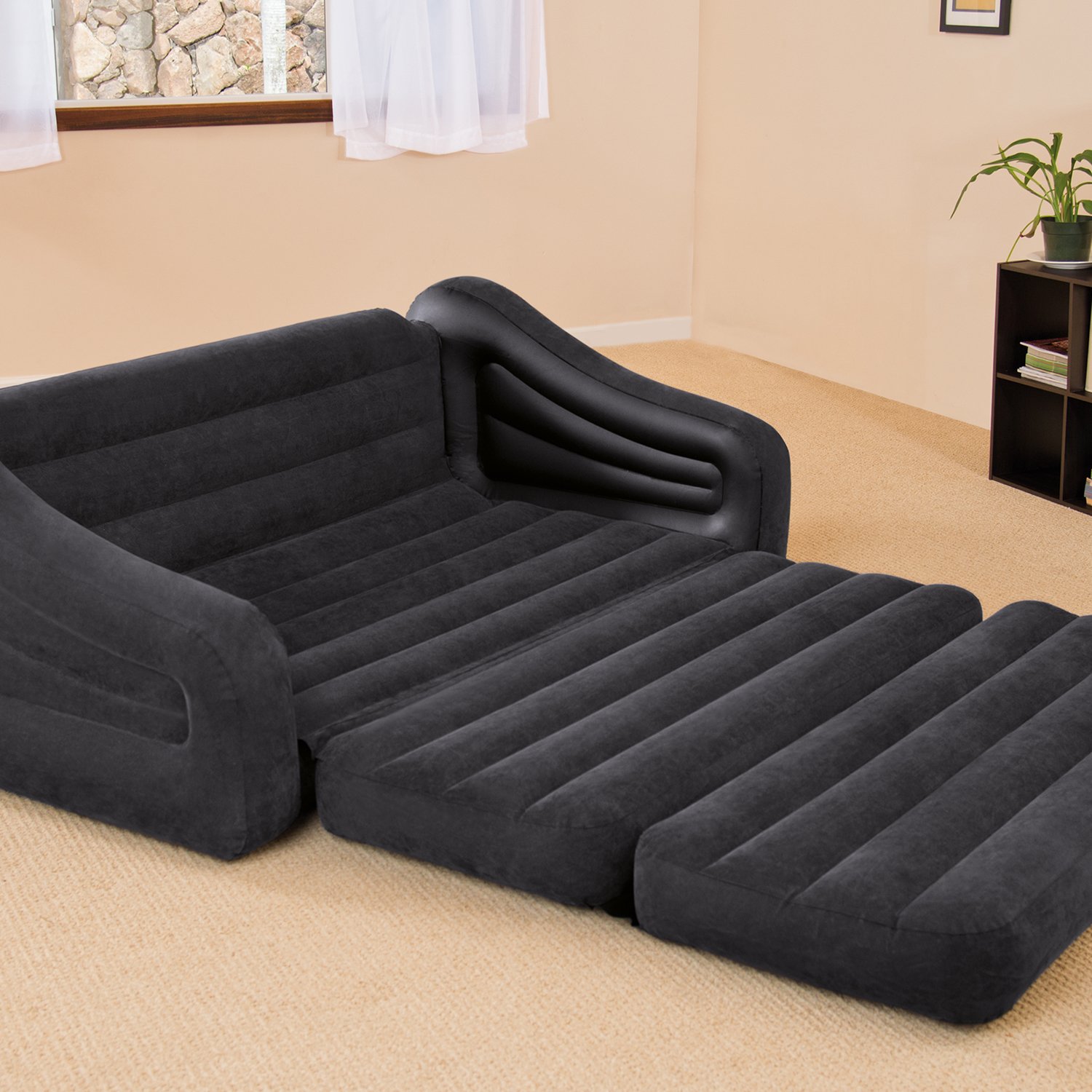 Intex Inflatable Queen Size Pull Out Sofa Couch Bed Dark Gray